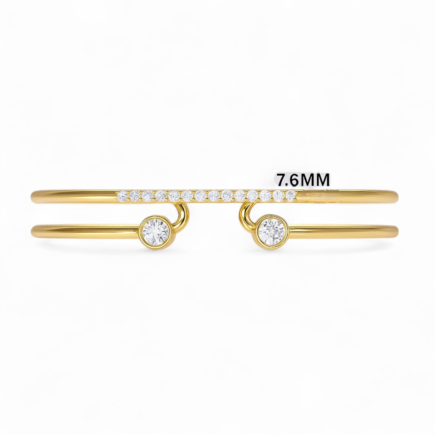 Double Band Diamond Open Cuff Kadaa Bracelet
