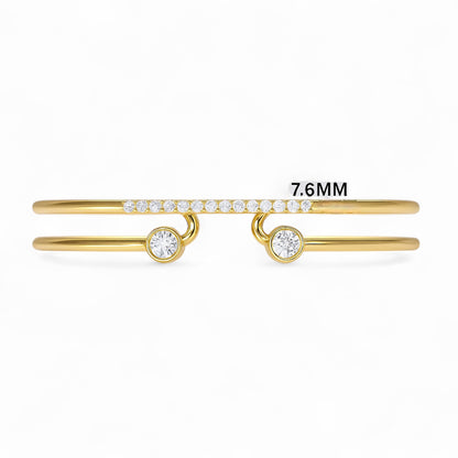 Double Band Diamond Open Cuff Kadaa Bracelet