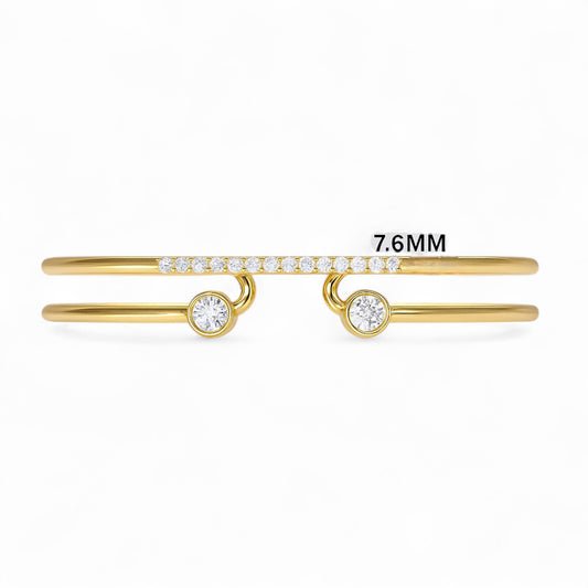 Double Band Diamond Open Cuff Kadaa Bracelet