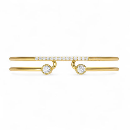 Double Band Diamond Open Cuff Kadaa Bracelet