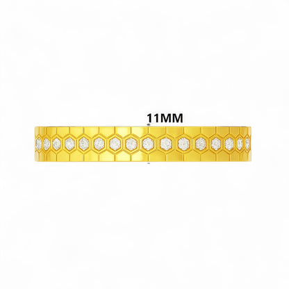 Luxury Honeycomb Pattern Diamond Cuff Bracelet