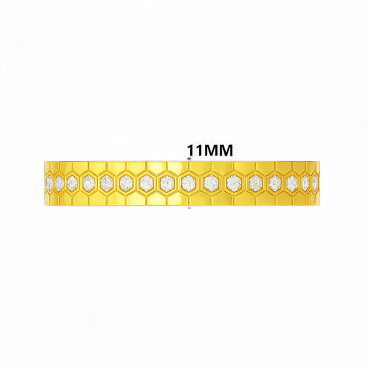 Luxury Honeycomb Pattern Diamond Cuff Bracelet