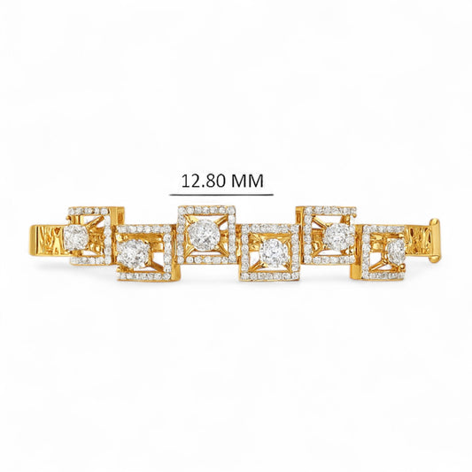 Geometric Square Frame Diamond Bangle