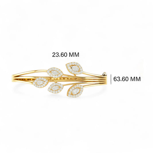Marquise Leaf Diamond Open Bracelet