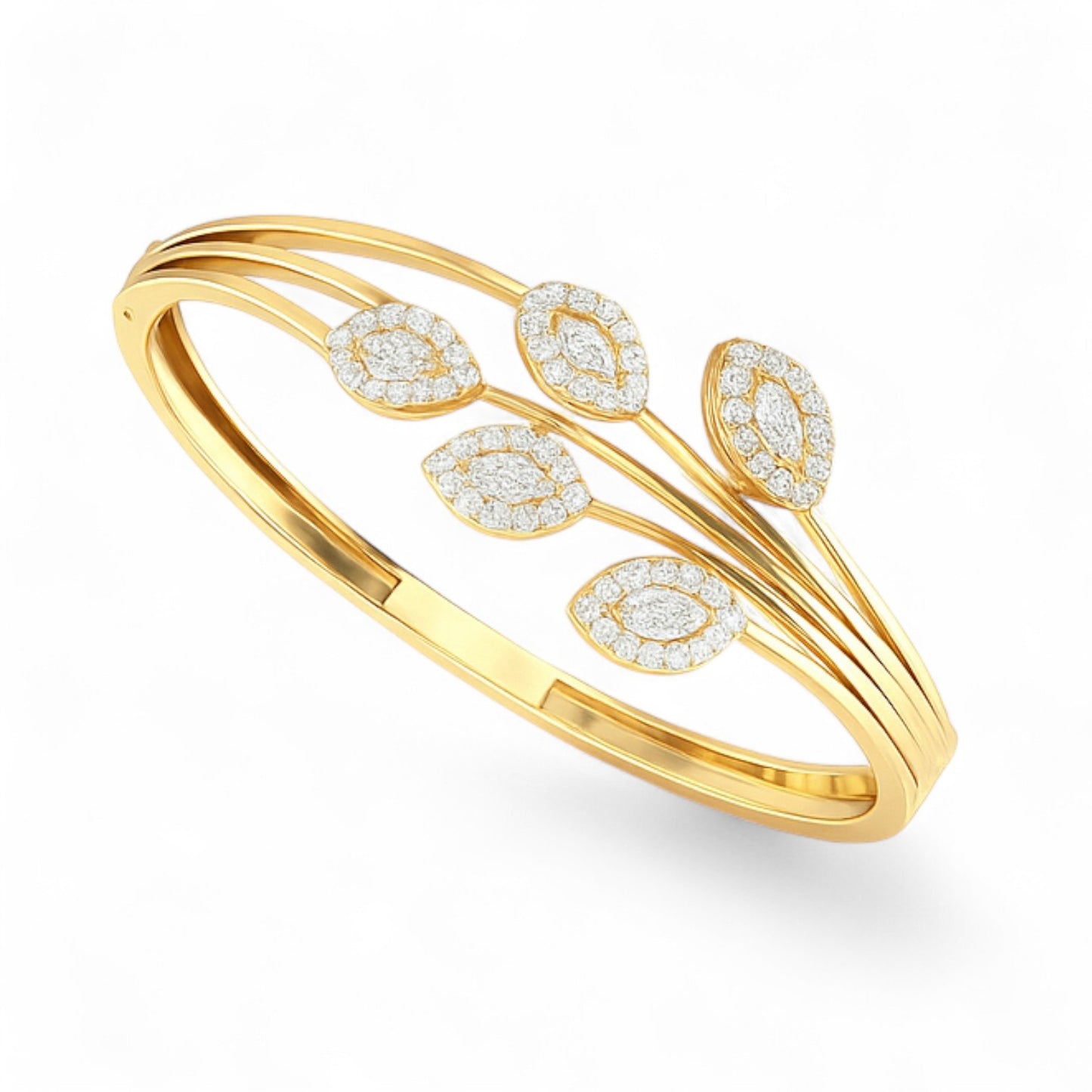 Marquise Leaf Diamond Open Bracelet