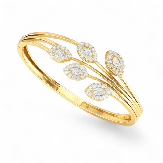 Marquise Leaf Diamond Open Bracelet
