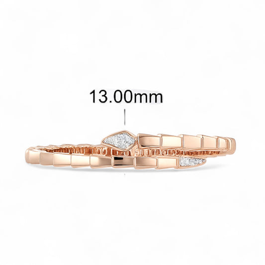 Modern Snake Inspired Rose Gold Diamond Bracelet
