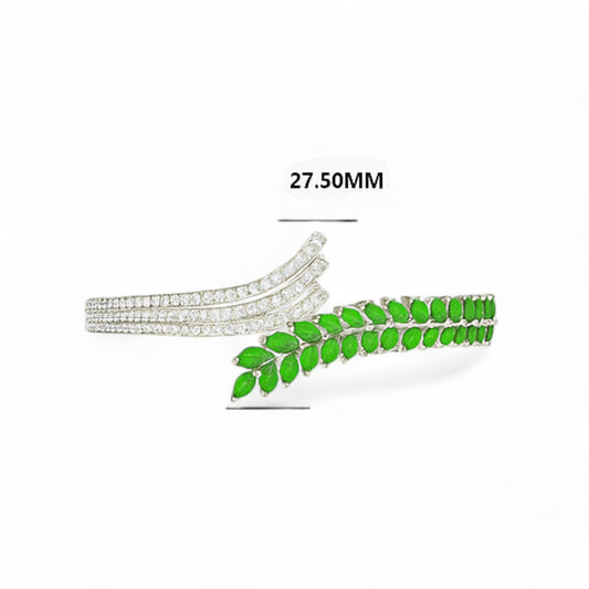 Nature Inspired Emerald Leaf Diamond Bangle