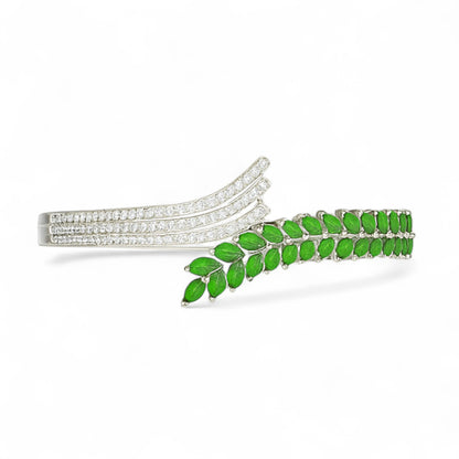 Nature Inspired Emerald Leaf Diamond Bangle