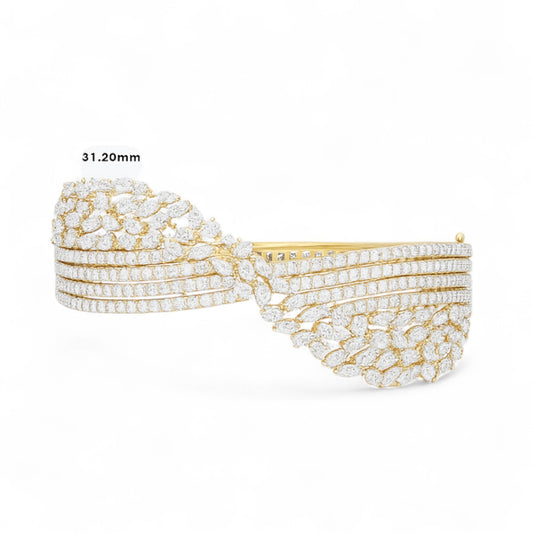 Wide Diamond Mesh Twist Statement Bracelet