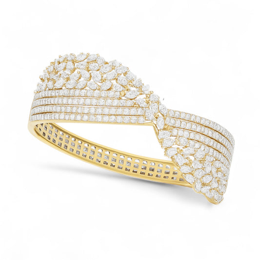 Wide Diamond Mesh Twist Statement Bracelet