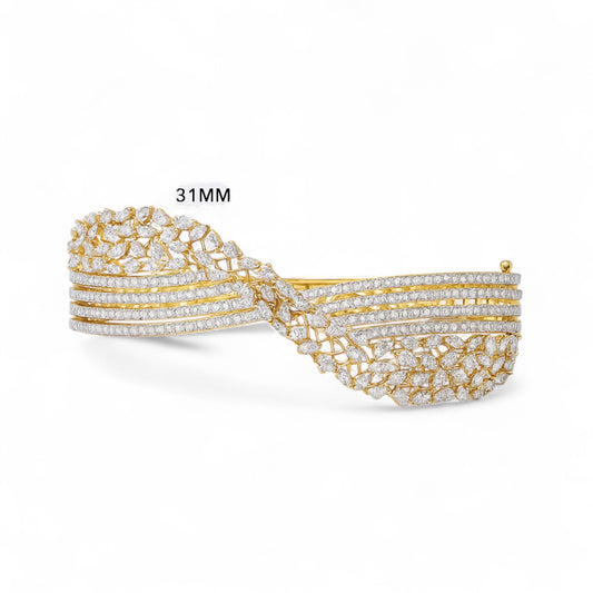 Elegant Crisscross Diamond Wave Bangle