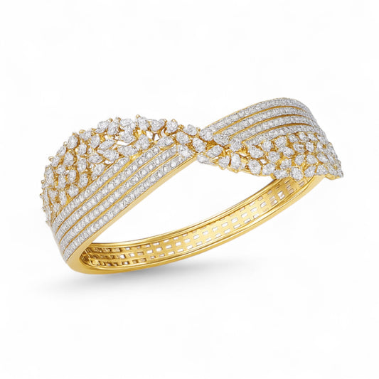 Elegant Crisscross Diamond Wave Bangle