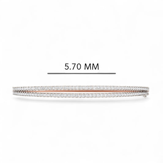 Slim Dual Line Rose Gold Diamond Bangle