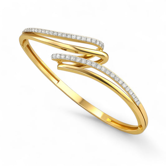 Flowing Diamond Wave Bangle Bracelet
