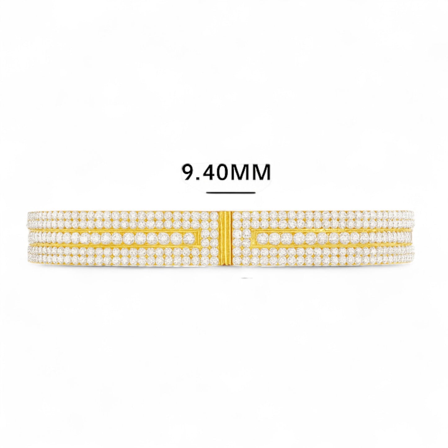 Triple Row Diamond Statement Bangle Bracelet