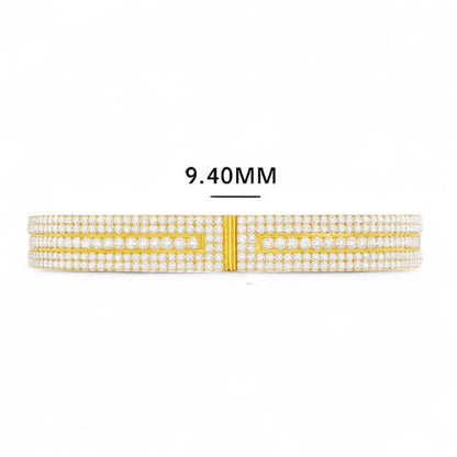 Triple Row Diamond Statement Bangle Bracelet