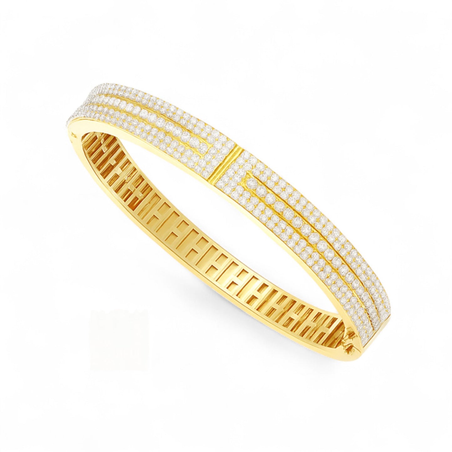 Triple Row Diamond Statement Bangle Bracelet