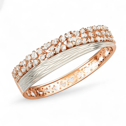 Dual Tone Interwoven Diamond Bangle
