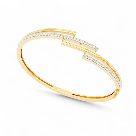 Contemporary Open Diamond Bangle Bracelet