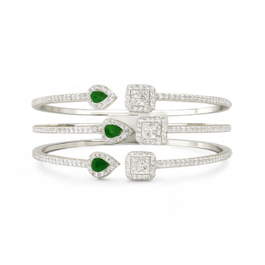 Emerald & Diamond Multi-Band Cuff Bracelet