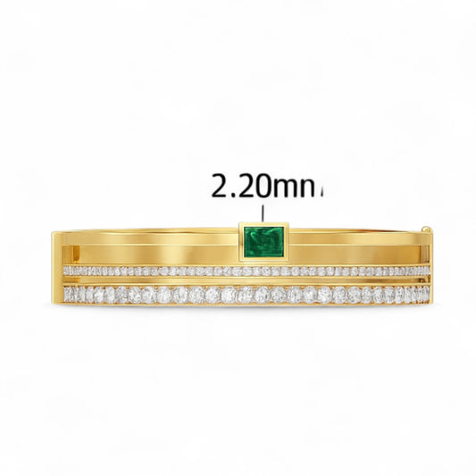 Emerald Center Diamond Bangle Bracelet