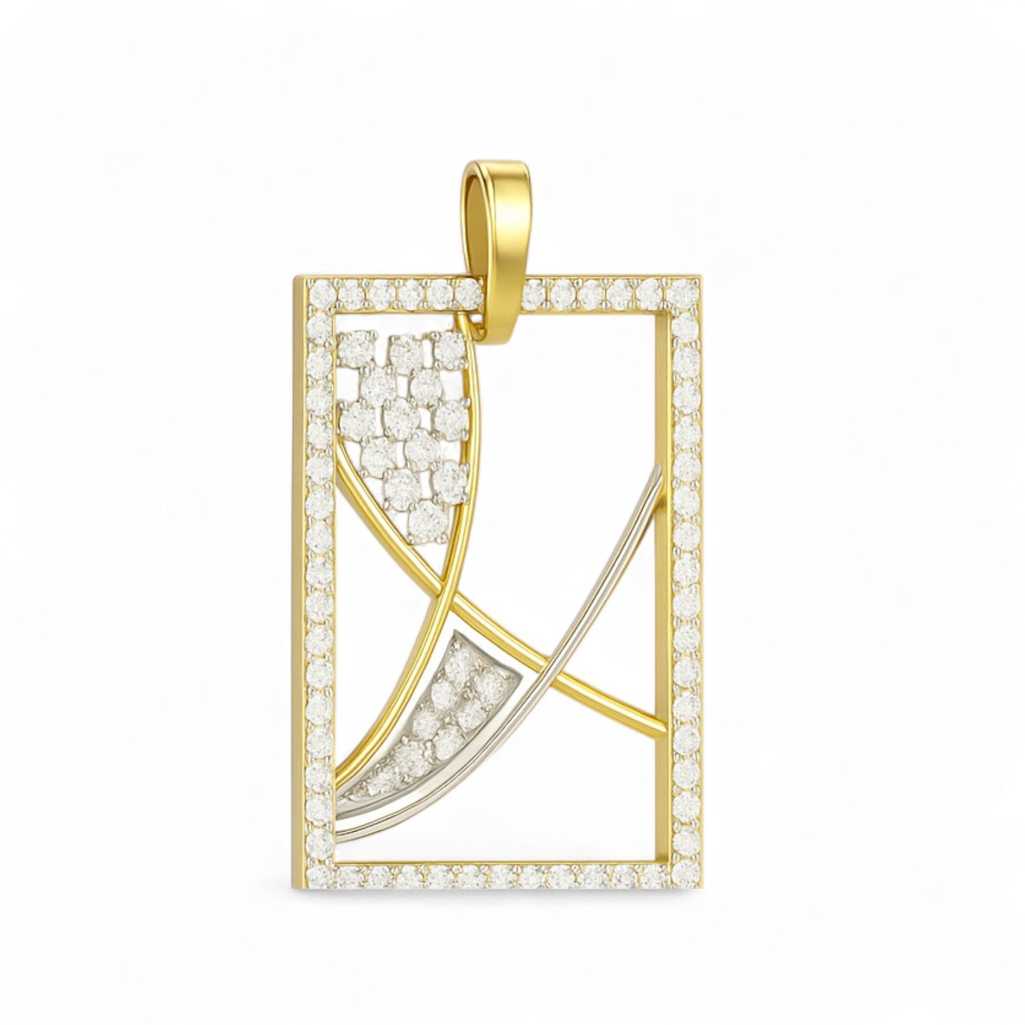 Modern Geometric Diamond Frame Pendant