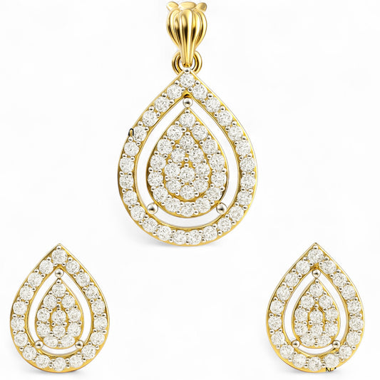 Classic Teardrop Diamond Pendant with Matching Studs