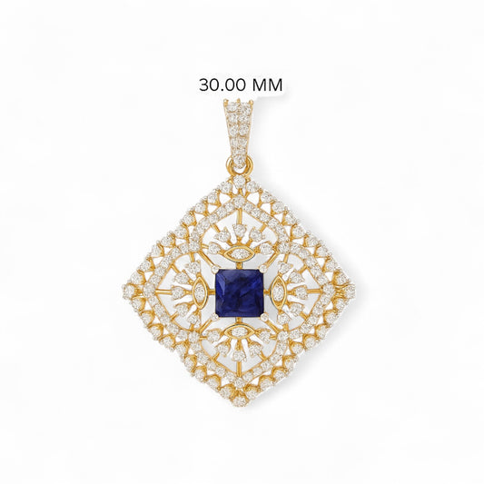 Regal Blue Sapphire & Diamond Pendant
