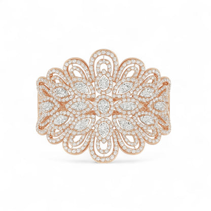 Royal Bloom Filigree Floral Diamond Bangle Bracelet