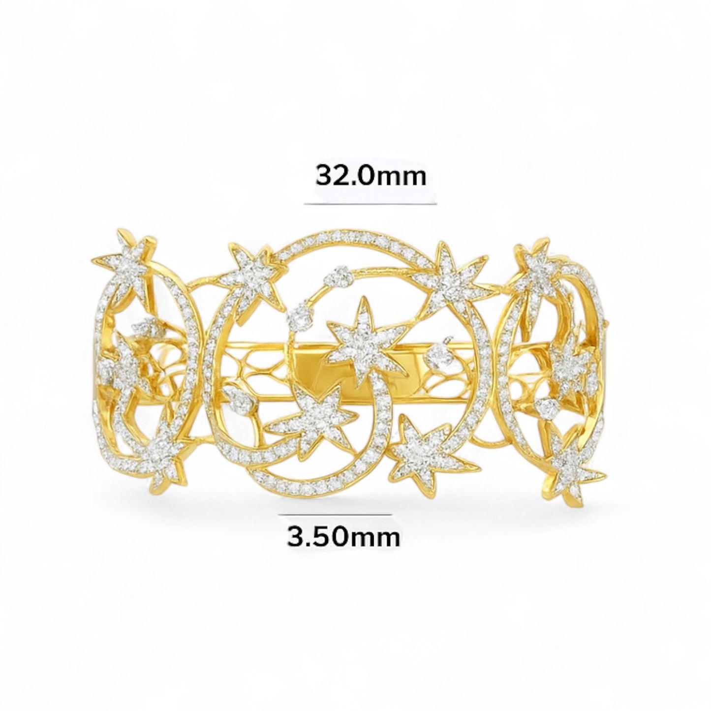 Celestial Star & Moon Diamond Bangle
