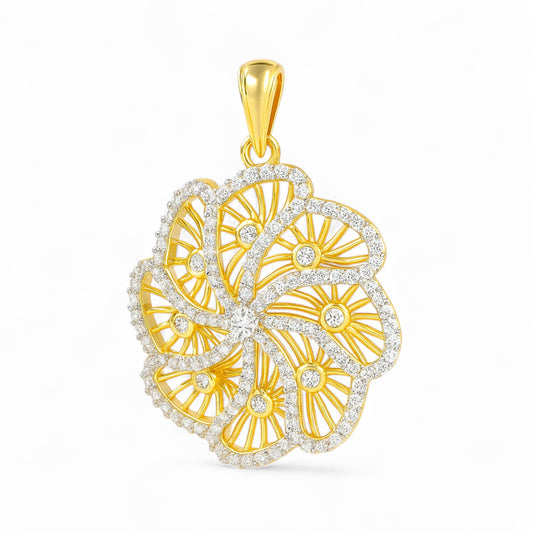 Elegant Diamond Swirl Floral Pendant