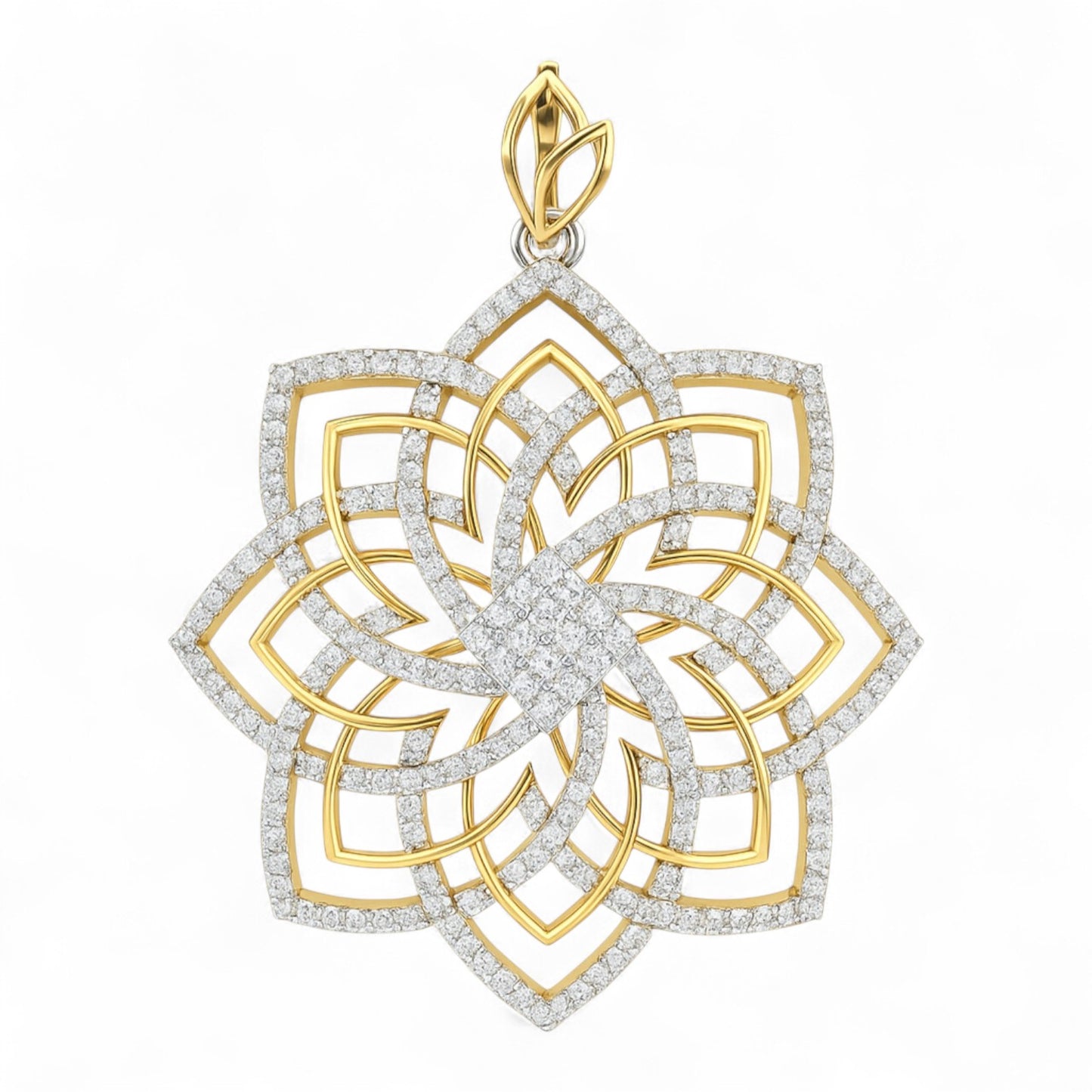 Floral Diamond Lattice Pendant in Gold