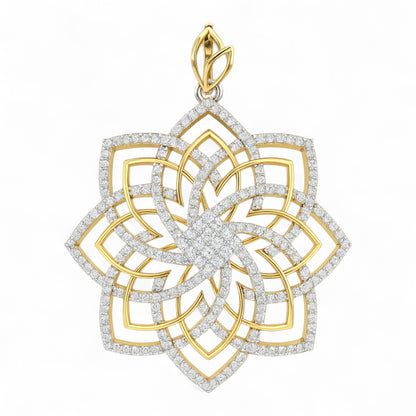 Floral Diamond Lattice Pendant in Gold