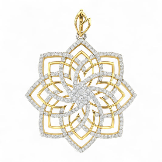 Floral Diamond Lattice Pendant in Gold