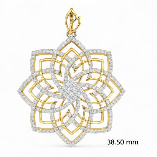 Floral Diamond Lattice Pendant in Gold