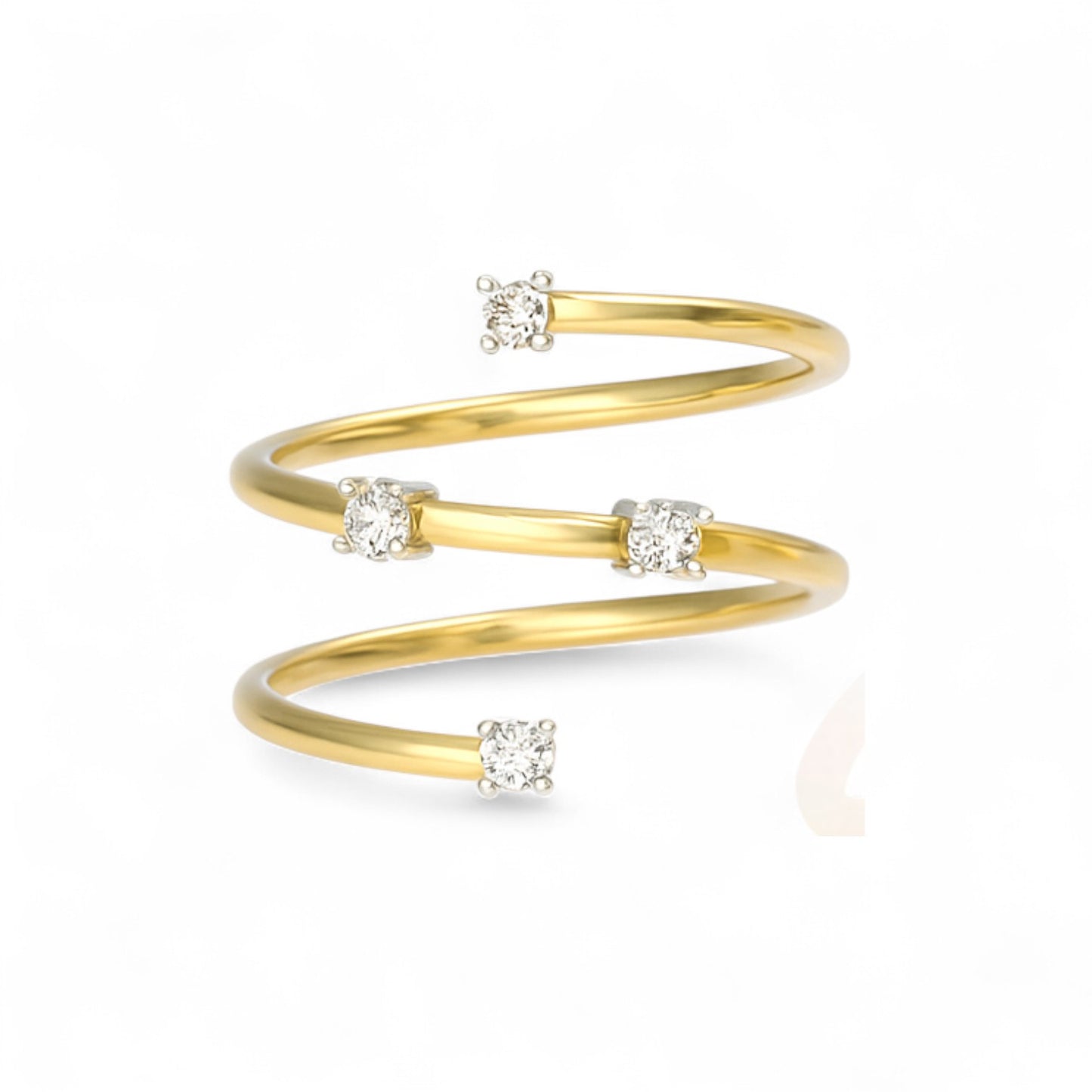 Twisted Spiral Gold Diamond Ring