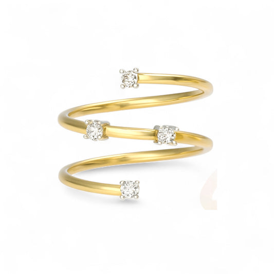 Twisted Spiral Gold Diamond Ring