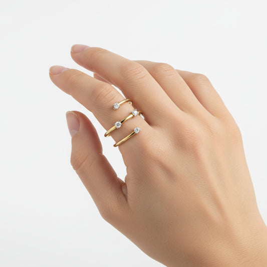 Twisted Spiral Gold Diamond Ring