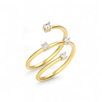 Twisted Spiral Gold Diamond Ring