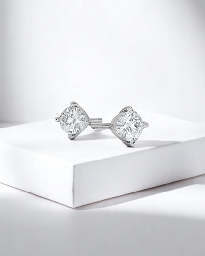 4 Prong Round Solitaire Stud Earrings