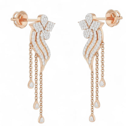 Golden Waves Diamond Drop Jhumka Earrings