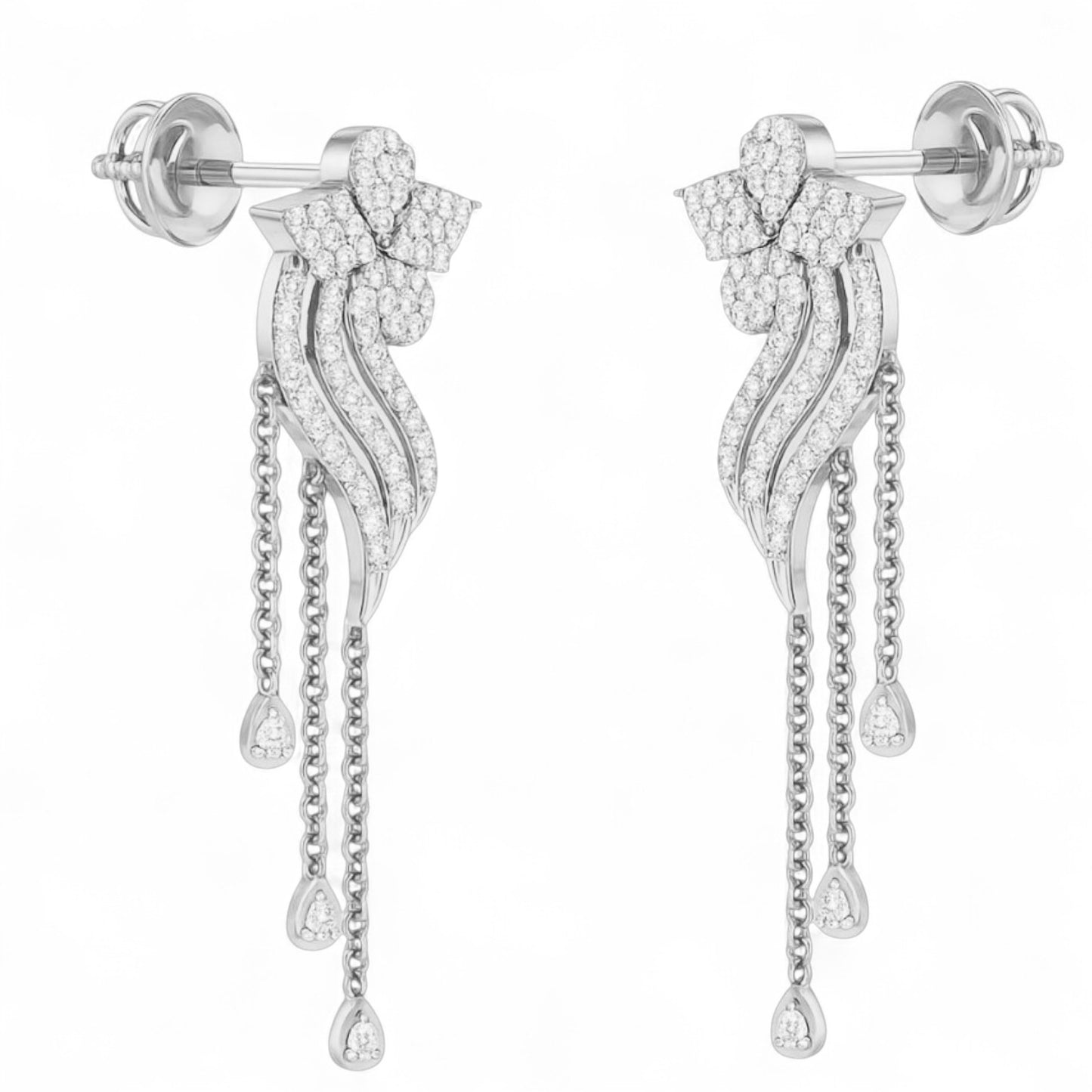 Golden Waves Diamond Drop Jhumka Earrings