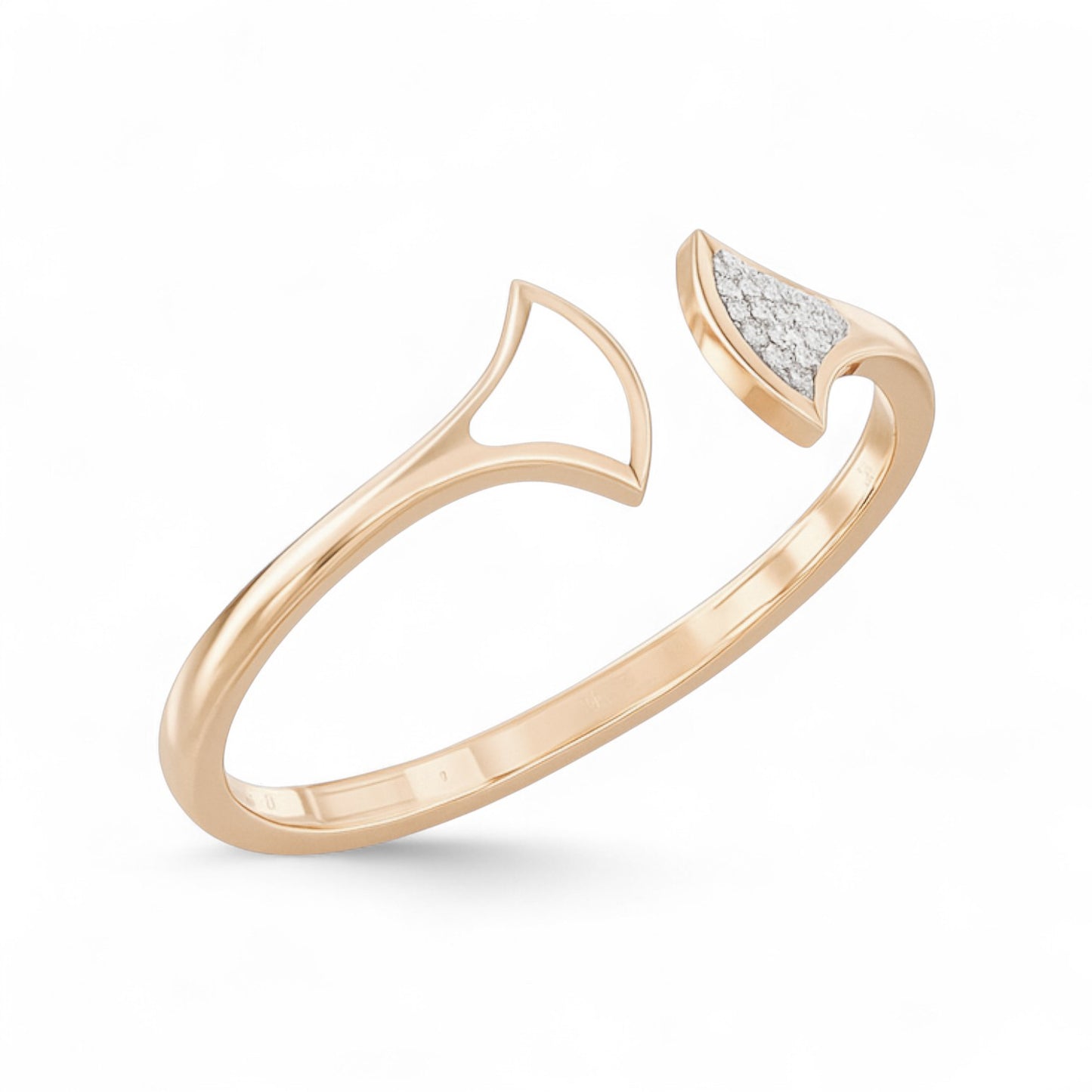 Enamel Accent Modern Diamond Open Cuff Bracelet
