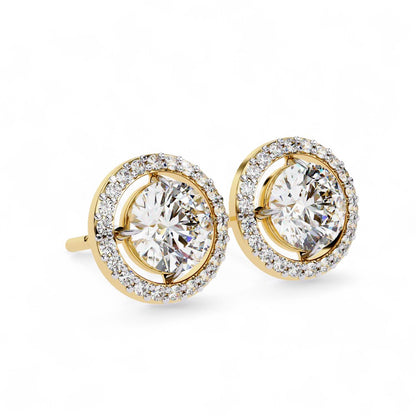Round Halo Diamond Stud Earrings