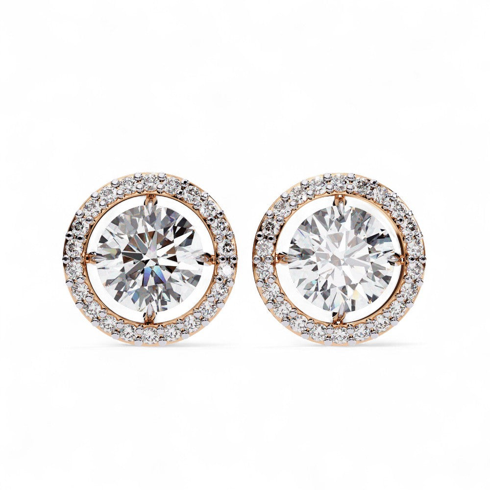 Round Halo Diamond Stud Earrings