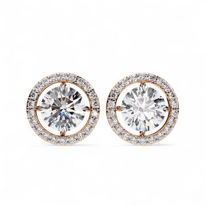 Round Halo Diamond Stud Earrings