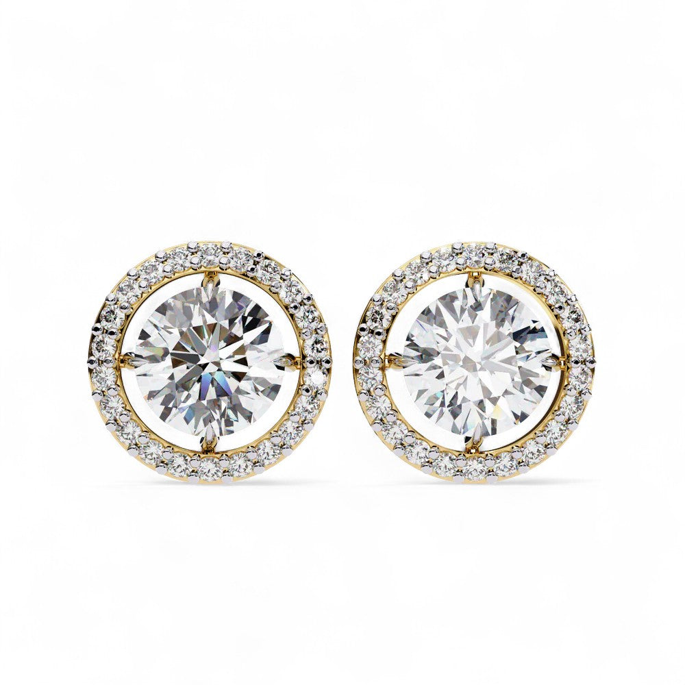 Round Halo Diamond Stud Earrings
