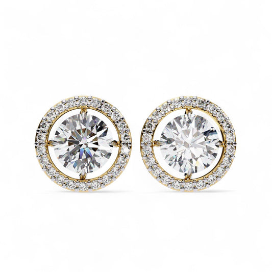 Round Halo Diamond Stud Earrings