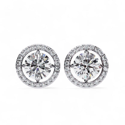 Round Halo Diamond Stud Earrings